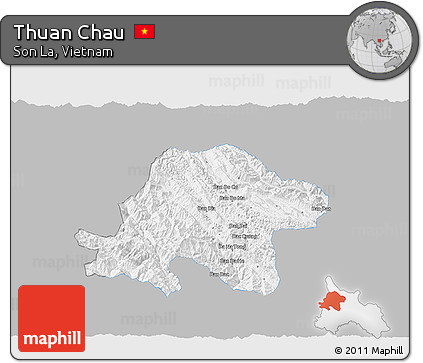 Gray 3D Map of Thuan Chau, single color outside