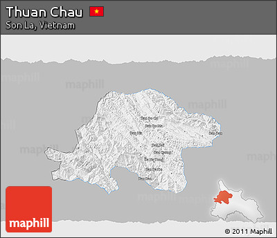 Gray 3D Map of Thuan Chau, single color outside