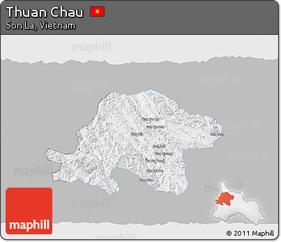 Gray 3D Map of Thuan Chau, single color outside