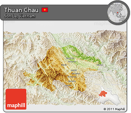 Physical 3D Map of Thuan Chau, lighten