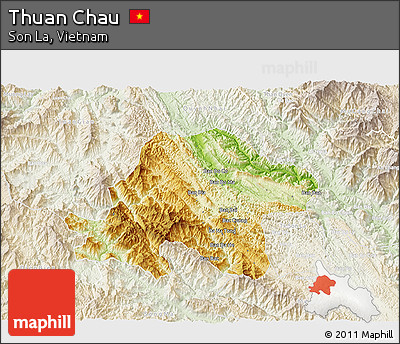 Physical 3D Map of Thuan Chau, lighten