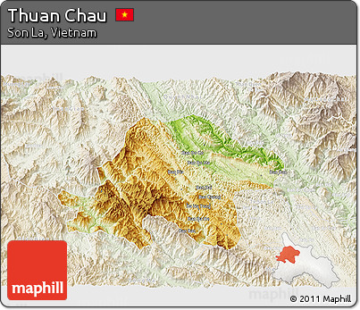 Physical 3D Map of Thuan Chau, lighten
