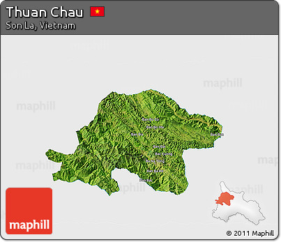 Satellite 3D Map of Thuan Chau, single color outside