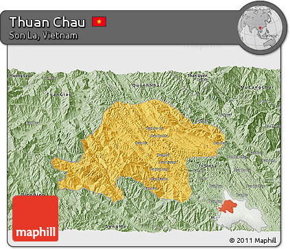 Savanna Style 3D Map of Thuan Chau