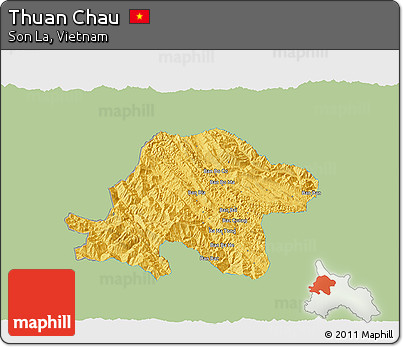 Savanna Style 3D Map of Thuan Chau, single color outside