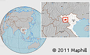 Gray Location Map of Thuan Chau, highlighted country, hill shading