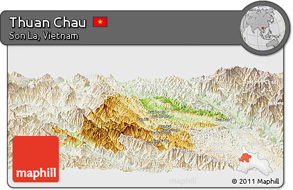 Physical Panoramic Map of Thuan Chau, lighten