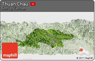 Satellite Panoramic Map of Thuan Chau, lighten