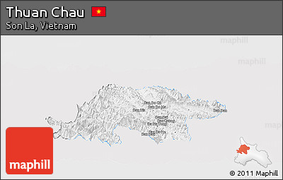 Silver Style Panoramic Map of Thuan Chau, single color outside