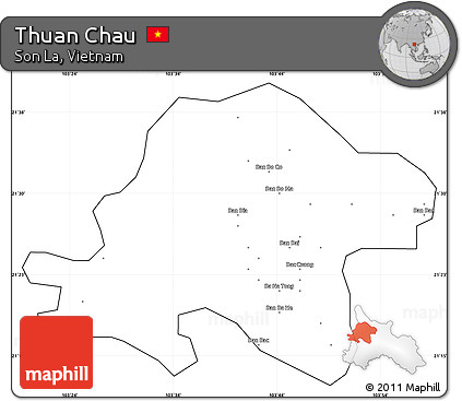 Blank Simple Map of Thuan Chau, cropped outside