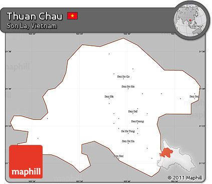 Gray Simple Map of Thuan Chau, cropped outside