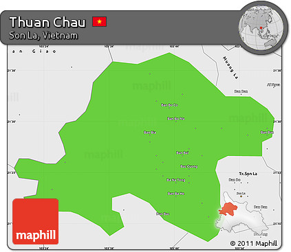 Political Simple Map of Thuan Chau, single color outside, borders and labels