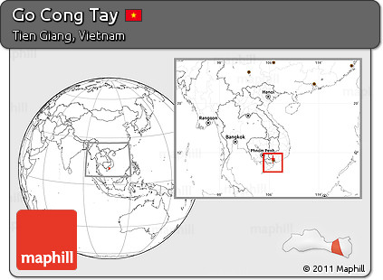 Blank Location Map of Go Cong Tay, within the entire country