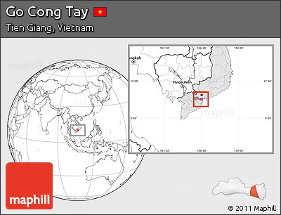 Blank Location Map of Go Cong Tay, highlighted country, highlighted parent region