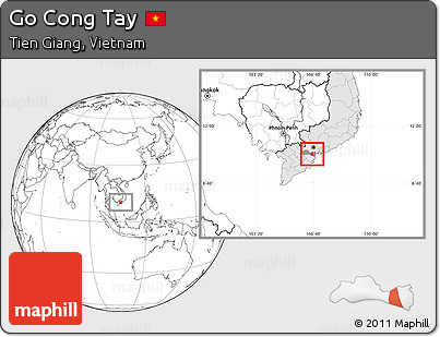 Blank Location Map of Go Cong Tay, highlighted country, highlighted parent region