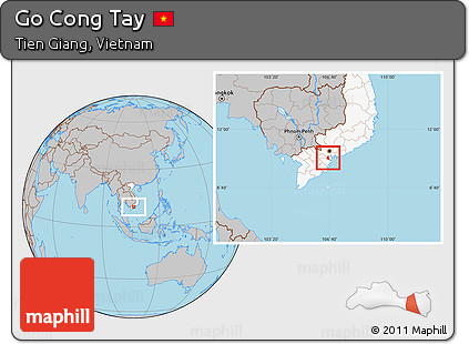 Gray Location Map of Go Cong Tay, highlighted country
