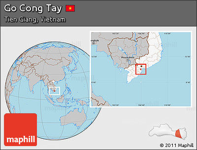 Gray Location Map of Go Cong Tay, highlighted country
