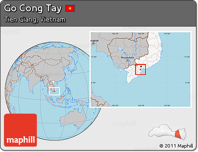 Gray Location Map of Go Cong Tay, highlighted country