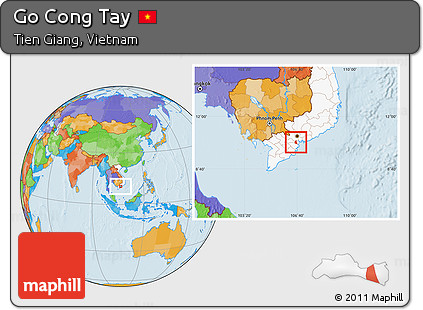 Political Location Map of Go Cong Tay, highlighted country