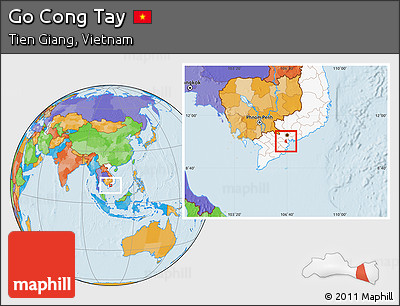 Political Location Map of Go Cong Tay, highlighted country