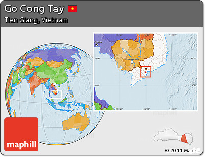 Political Location Map of Go Cong Tay, highlighted country