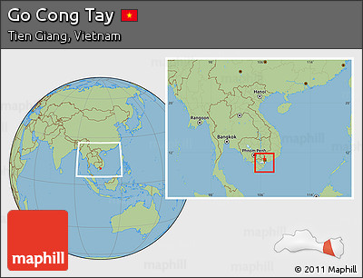 Savanna Style Location Map of Go Cong Tay, highlighted parent region, within the entire country