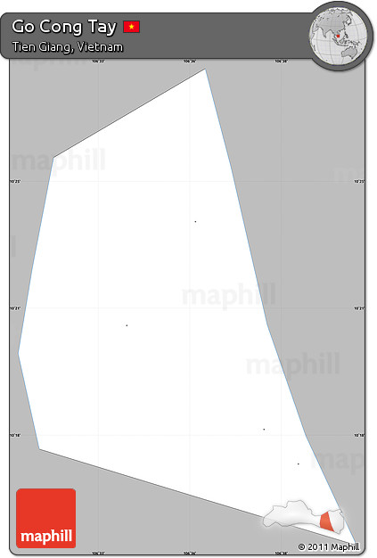 Gray Simple Map of Go Cong Tay, single color outside