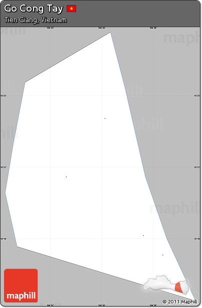 Gray Simple Map of Go Cong Tay, single color outside