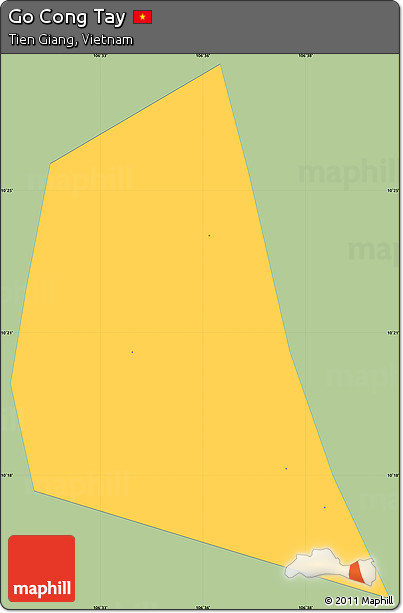 Savanna Style Simple Map of Go Cong Tay, single color outside