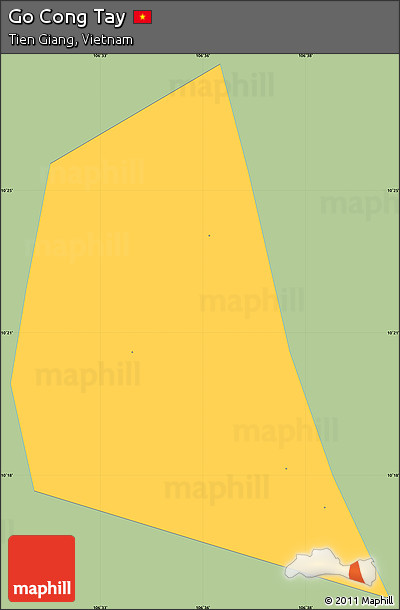 Savanna Style Simple Map of Go Cong Tay, single color outside