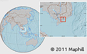 Gray Location Map of Go Cong, hill shading