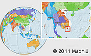 Political Location Map of Go Cong, highlighted country, within the entire country