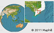 Satellite Location Map of Go Cong, highlighted country