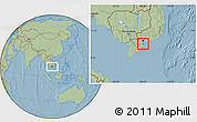 Savanna Style Location Map of Go Cong, hill shading