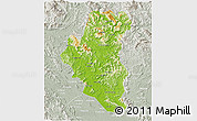 Physical 3D Map of Tuyen Quang, lighten, semi-desaturated