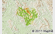 Physical Map of Na Hang, lighten