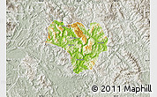 Physical Map of Na Hang, lighten, semi-desaturated