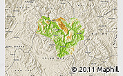 Physical Map of Na Hang, shaded relief outside