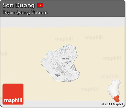 Classic Style 3D Map of Son Duong, single color outside