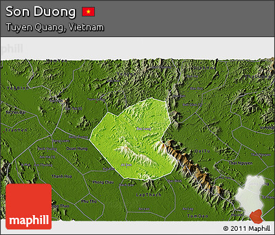 Physical 3D Map of Son Duong, darken