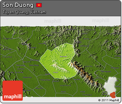 Physical 3D Map of Son Duong, darken