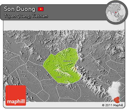 Physical 3D Map of Son Duong, desaturated