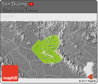 Physical 3D Map of Son Duong, desaturated