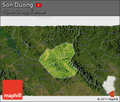 Satellite 3D Map of Son Duong, darken