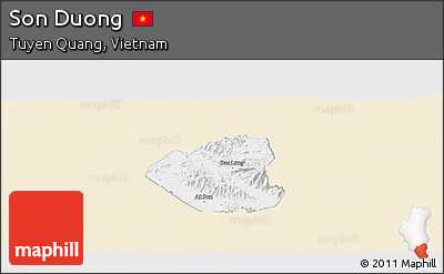 Classic Style Panoramic Map of Son Duong, single color outside