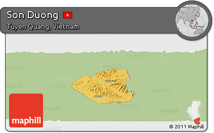 Savanna Style Panoramic Map of Son Duong, single color outside