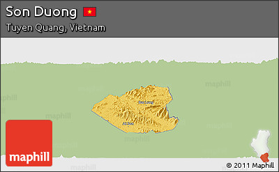 Savanna Style Panoramic Map of Son Duong, single color outside