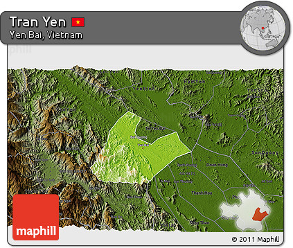 Physical 3D Map of Tran Yen, darken