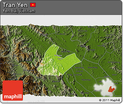 Physical 3D Map of Tran Yen, darken