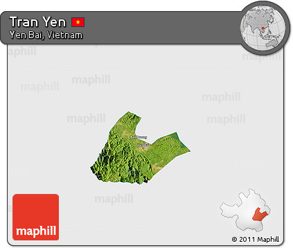 Satellite 3D Map of Tran Yen, single color outside